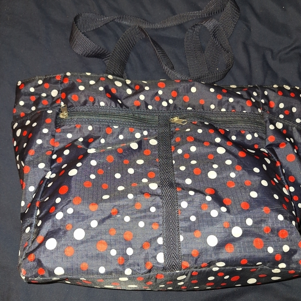 Polka Dot Tote Bag Black Red and White